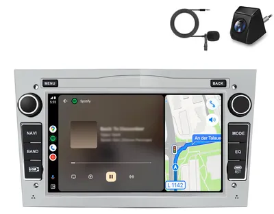 Immagine prodotto di Autoradio Type-C con telecamera di retromarcia, CarPlay, per Opel Astra H, Corsa C, D, Zafira B, navigatore GPS, Android, DAB+, Bluetooth, 64 GB, 7 pollici