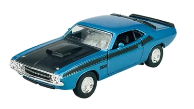 Zdjęcie produktu dla Welly 1970 Dodge Challenger T/A Blue 1:34-1:39 Odlewany model metalowy Nowy w pudełku 43663