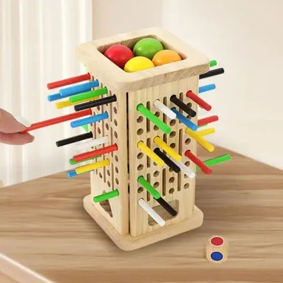 Produktbild von Holz Logikspiel 3in1 für Kinder, Motorikspiel mit Farben, Balance Spiel – TallTower