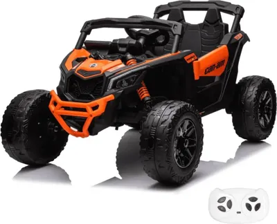 Produktbild von Can Am Maverick R Kinder Elektrofahrzeug 12V 4x4 (1–6 Jahre) – Offiziell Lizenziert Can-Am Buggy, mit 4 Motoren, 2.4G Fernbedienung, EVA-Reifen & Ledersitz – Kinder Elektroauto Orange