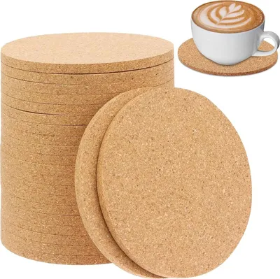 Produktbild von 20 Stück Kork Untersetzer Gläser Kork Korkuntersetzer Rund 10cm Hitzebestaendig Tassenuntersetzer Wiederverwendbar Saugfähige Glasuntersetzer Kork für Getränke,Bar,Tassen(Rund,10 cm 3 mm Dickl)
