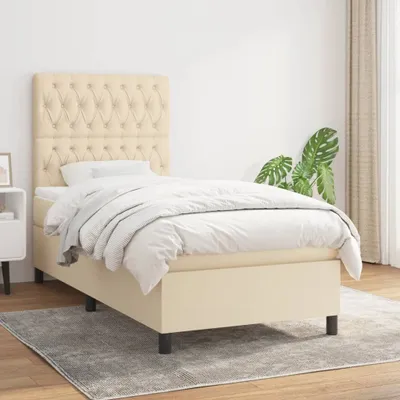 Produktbild von Boxspringbett mit Matratze Creme 90x190 cm Stoff , Klassische Betten Design 2024