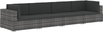 Zdjęcie produktu dla vidaXL 4-częściowa sofa ogrodowa z poduszkami z szarego polirattanu