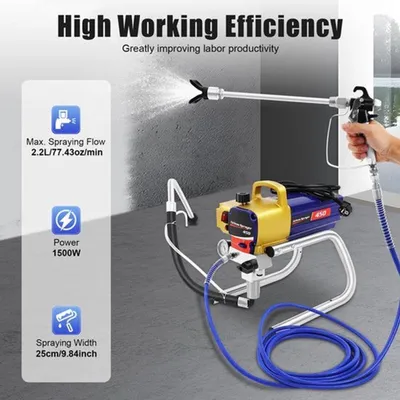 Imagen del producto de Pistola de pintura airless potente para uso en interiores y exteriores - 1500 W - 3300 PSI - Azul