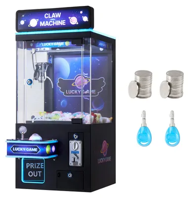 Produktbild von SucceBuy Greifautomat, Arcade-Spielautomat mittelgroß mit Licht und Ton, einstellbaren Stahlkrallen, Spielzeugautomat, Greifer, Verkaufsautomat, geeignet für Heimkino und kommerzielle Nutzung, Schwarz-Lila
