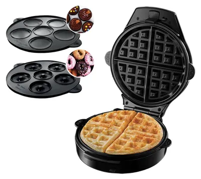 Productafbeelding van Russell Hobbs Fiesta 24620-56, 3-in-1 wafelijzer, 900 W, antiaanbakplaten, zelfsluitend deksel, wijnrood/zwart