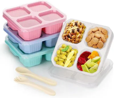 Produktbild von Famanu Snackboxen Set mit 4 Fächern - Bento Lunchboxen mit Deckel