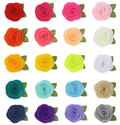 Productafbeelding van 20 Stuks Viltrozen met Blad voor DIY Handwerk en Decoratie