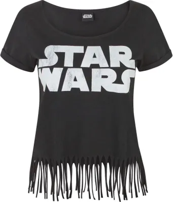 Produktbild von Damen Fransen-T-Shirt mit Star-Wars-Logo NS4258 (XL) (Schwarz)