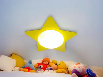 Produktbild von Deckenleuchte Stern Gelb mit E27 LED für Kinderzimmer & Jungendzimmer Ø 53cm