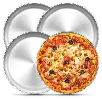 Pizzaplatten-Set, 4 Stück, 30 cm, Edelstahl, rund