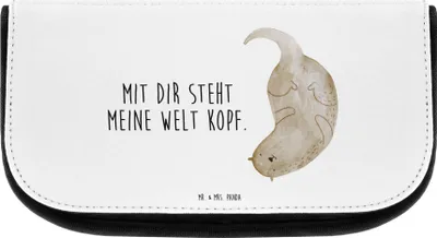 Produktbild von Mr. & Mrs. Panda Kosmetiktasche Otter Kopfüber - Weiß - Geschenk, Kulturbeutel, Niedlich, Liebesgeschenk, kulturtäschchen, Seeotter, kosmetiktäschchen, Liebe, Necessaire