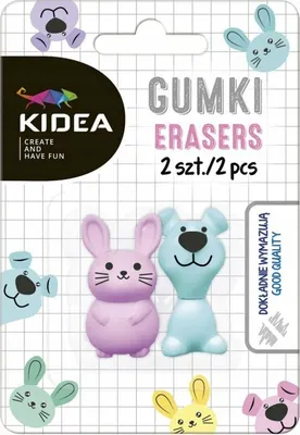 Zdjęcie produktu dla Gumki Zwierzaki 2 sztuki Kidea