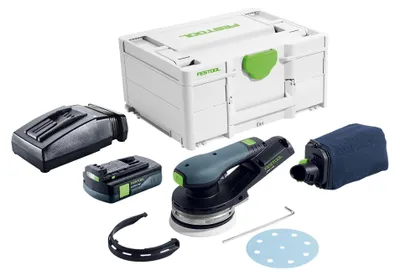 Obrázek produktu pro Festool ETSC 2 125-Basic akumulátorová bezkartáčová orbitální bruska 18 V 125 mm + 1x akumulátor 3,0 Ah + nabíječka + systainer