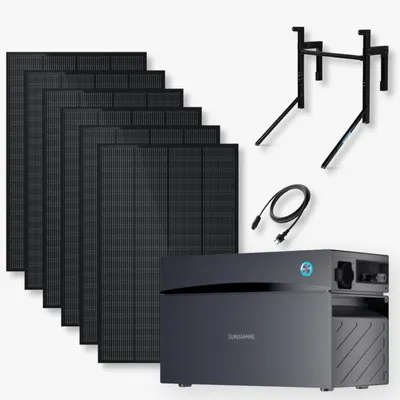 Produktbild von Sunshare RAY Balkonkraftwerk 1200 Wp, GLORY Speicher 2,0 kWh, Betonhalterung