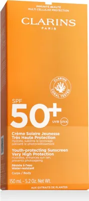 Zdjęcie produktu dla Clarins Yourh-Protecting Sunscream High Protection SPF 50 150 ml