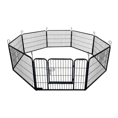 Produktbild von HOME DELUXE - Welpenauslauf BARKI - 80 x 60 cm, 8-Teilig, Farbe: Schwarz, inkl. Türverriegelung, abgerundete Ecken und Kanten I Welpenspielplatz Welpenfreilauf