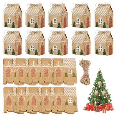 50 Adventskalender-Tüten, Kraftpapier, 7x5x10,5 cm, braun