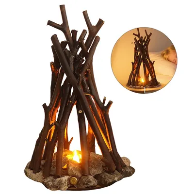 Produktbild von Nachtlichter, LED-Nachtlicht, hölzernes Lagerfeuer, dimmbare LED-Lampe mit 3 Beleuchtungsmodi und Flammengeräusch, USB-betriebenes Kinder-Nachtlicht