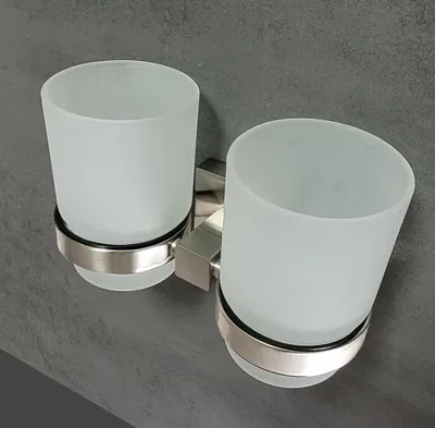 Produktbild von Haceka Mezzo Tec Doppel-Becherhalter (403108) Metall matt gebürstet