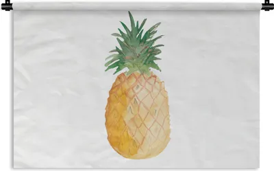 Produktbild von MuchoWow® Wandteppich Wandbehang Ananas - Obst - Weiß 60x40 cm Tapisserie Dekoration Wandtuch - Wanddekorationen