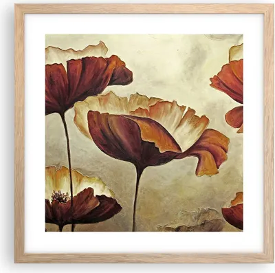Produktbild von Gerahmtes Poster - Rahmen in heller Eiche - Mohn Blume Wiese - 40x40 cm - Wand Bild - Wanddeko - Wandbilder - Kunstposter - Wandposter - Bilderrahmen - Bilder - Kunstdruck - Wandbild - P2NAC40x40-3760