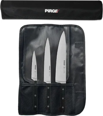 Produktbild von PİRGE Classic Profi Messerset mit Tasche 4 Stück - Geschmiedet Messerset - Profi Kochmesser Set - Edelstahl Profi Küchenmesser Set - Messer Set Scharf