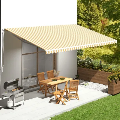 Obrázek produktu pro The Living Store Žlutobílý potah markýzy 6x3,5 m