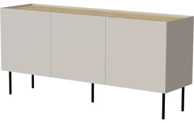 Produktbild von Kommode INGRID grifflos mit Metallfüßen Kaschmir Eiche geölt 150x70x40cm