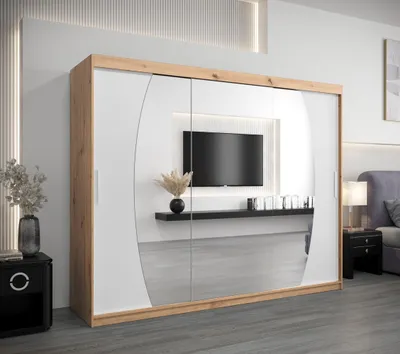 Obrázek produktu pro Šatní skříň NATALIE - šířka 250 cm, dub artisan / bílá