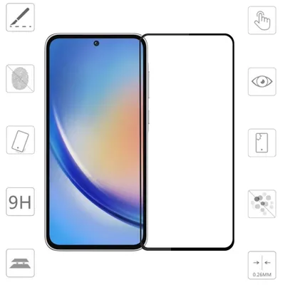 A product image showing a smartphone screen protector next to a smartphone.
