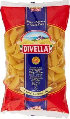 Produktbild von Divella Penne Candela 28 Hartweizengrieß Pasta 24 x 500 g Familienvorrat italienische Nudeln Kochzeit 12 Minuten für Ofengerichte & Saucen + Italian Gourmet polpa
