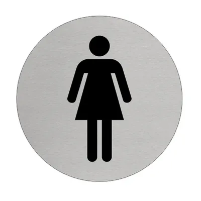 Produktbild von CombiCraft Aluminium Türschild 'Frau Piktogramm' - Ø75mm mit 3M-Klebeband