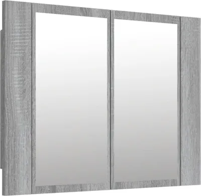 Produktbild von vidaXL LED-Spiegelschrank Grau Sonoma 60x12x45 cm Holzwerkstoff