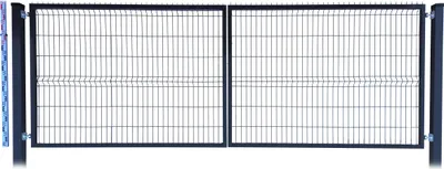 Zdjęcie produktu dla BRAMA 140cm antracyt grafit PANELOWA dwa SŁUPKI RAL7016 dwuskrzydłowa 143cm