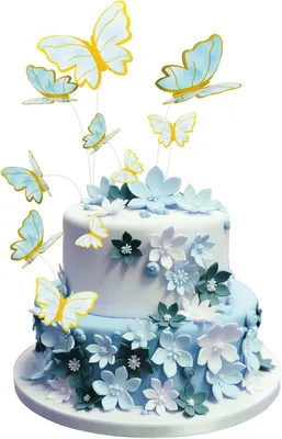Produktbild von Tortenaufsätze für Cupcakes Schmetterlinge Deko-Set 55 Stück Blau
