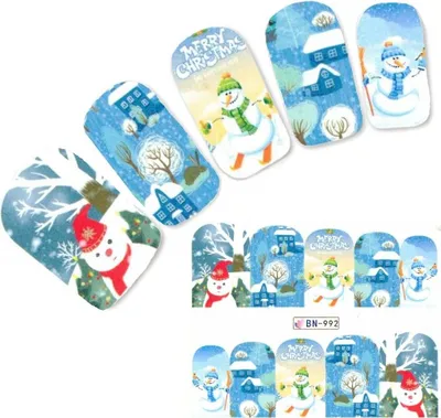 Produktbild von Tattoo Nail Art Nikolaus Weihnachten Schneemann Aufkleber Nagel Sticker