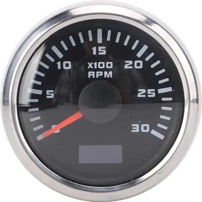 Immagine prodotto di tachimetro da 52 mm, 3000 giri/min, DC da 9 a 32 V, retroilluminazione a 7 colori con contaore per camion, trattori, auto, barche, quadrante nero, ghiera argentata CX6223
