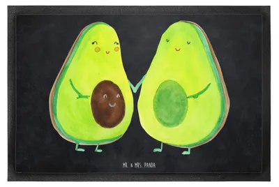 Produktbild von Mr. & Mrs. Panda Türmatte Avocado Pärchen 60 x 90 cm - Kreidetafel - Geschenk, Avocados, Familie, fußmatte, Fussmatte, Gummimatte, Schmutzfangmatte, Liebe, Türvorleger