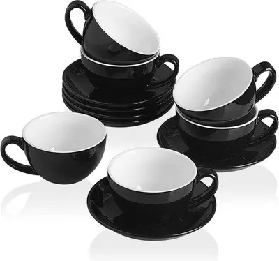 Obrázok produktu pre Sada keramických šálok na kávu – šálky na cappuccino a espresso pre latte a americano – 250 ml keramika