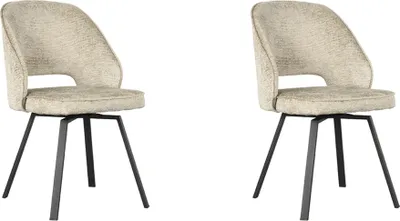 Produktbild von LABEL51 Lewis Esszimmerstuhl – Beige – Samt – 58 x 52 x 84 cm
