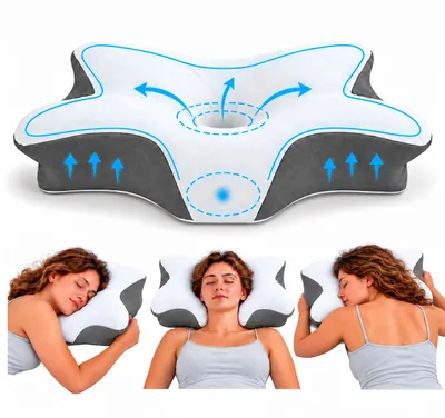 Produktbild von Kopfkissen Nackenkissen Ergonomisches Orthopädisches Kissen gegen Nackenschmerzen Nackenstützkissen Schlafkissen Memory Foam Kissen Grau YaLiva Decor