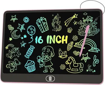 Produktbild von Famanu LCD Schreibtafel 16 Zoll mit Löschfunktion und Sperrfunktion - Bunt