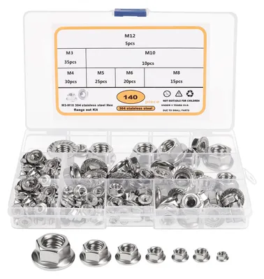 Obrázok produktu pre Belle Vous 140-dielna sada matc z nehrdzavejcej ocele - matice M3, M4, M5, M6, M8, M10 a M12 - eshrann matice s lonm boxom -
