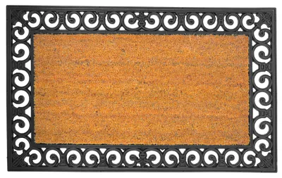 Produktbild von Relaxdays Fußmatte, Kokos & Gummi, mit Rahmen, 75 x 45 cm, innen & außen, rutschfeste Schmutzfangmatte, natur/schwarz