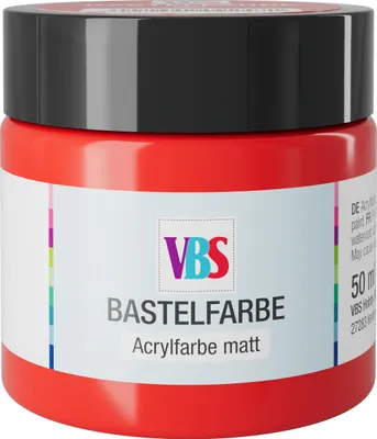 Produktbild von Bastelfarbe matt Rot, wasserbasiert, wasserfest, lichtecht & geruchsneutral, 50ml