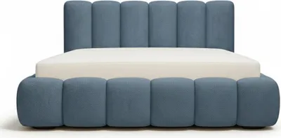 Produktbild von Polsterbett 180x200 - Blau - Bett mit Bettkasten und Lattenrost - Familien Bett - Metallgestell - Gasfedern - Modernes Design - ohne Matratze