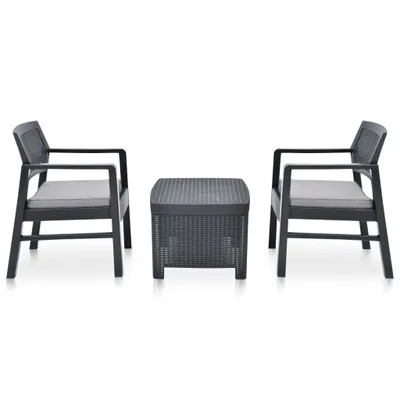 Image de vidaXL Ensemble de salon de jardin 3 pièces plastique anthracite