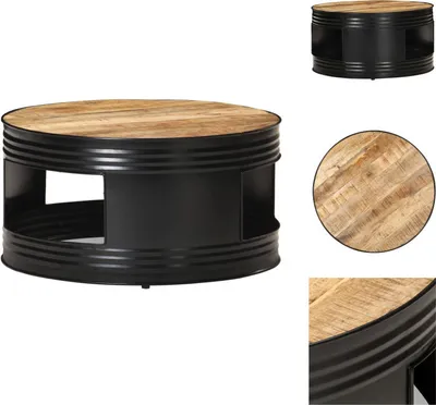 Produktbild von vidaXL Couchtisch Schwarz 68x68x36 cm Raues Mango-Massivholz -  Couchtische