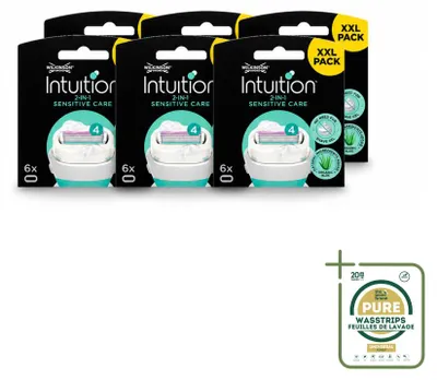 Imagen del producto de 6 hojas de repuesto para rasuradoras Wilkinson Intuition Sensitive Care, diseñadas para pieles sensibles - Paquete de suministro - 6 unidades
